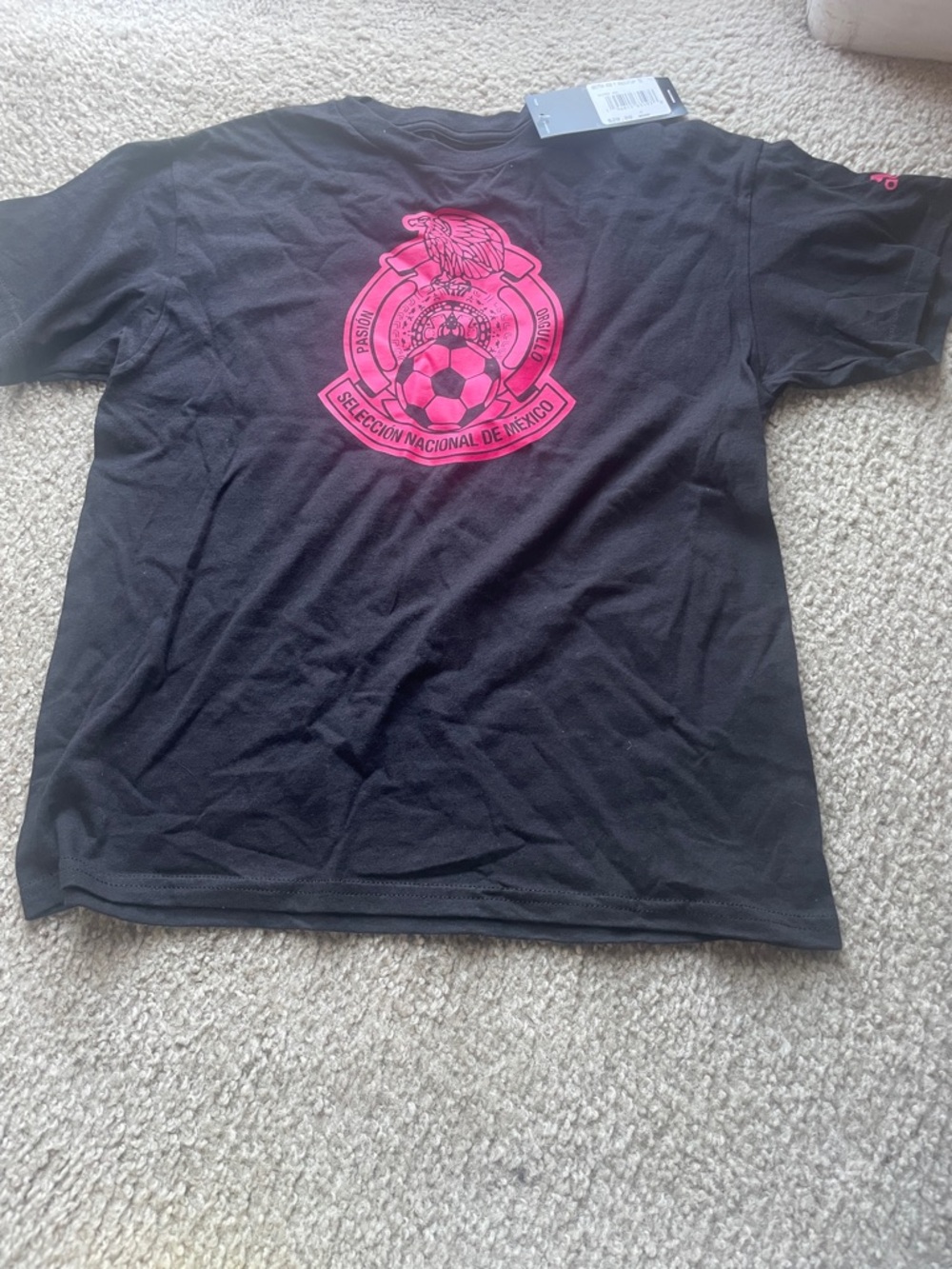 adidas Black Tee with Bright Pink Mexico Football (Soccer) Crest
